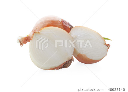 Fresh onion bulbs isolated on white background Fresh onion bulbs isolated on white background 48028140