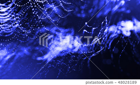 Abstract glow particles in air as science fiction microcosm or macro world or sci-fi. 3d render of 48028189