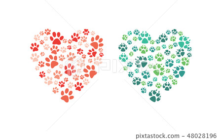 Vector heart made of animal paw footprint icon Vector heart made of animal paw footprint icon 48028196