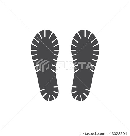 Vector abstract footwear flat footprint black icon Vector abstract footwear flat footprint black icon 48028204