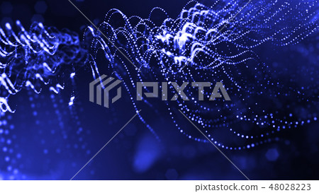Abstract glow particles in air as science fiction microcosm or macro world or sci-fi. 3d render of 48028223