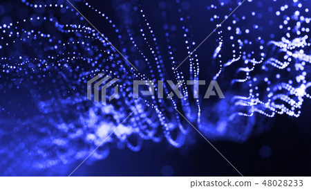 Abstract glow particles in air as science fiction microcosm or macro world or sci-fi. 3d render of 48028233