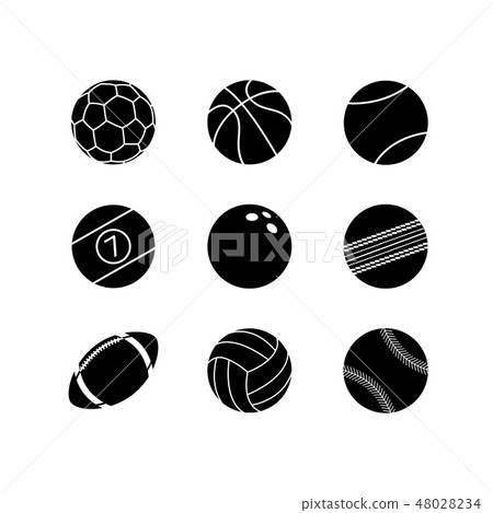 Icon set of sports ball. Icon set of sports ball. 48028234
