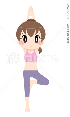 擺在一棵常設瑜伽樹的婦女 48028298