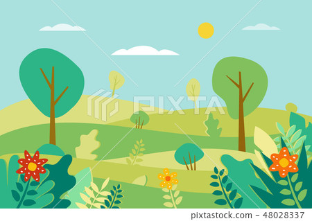 Spring landscape Vector illustration in flat style Spring landscape Vector illustration in flat style 48028337