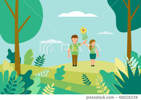Spring landscape Vector illustration in flat style Spring landscape Vector illustration in flat style 48028339