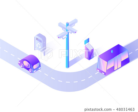 Smart Car and Public Transport on Street Road 48031463