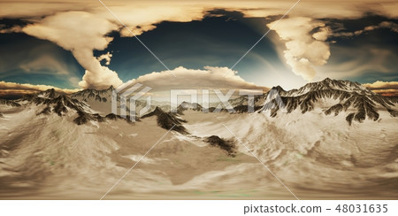 VR 360 Rays of Sunset on the Tops of the Mountains 48031635