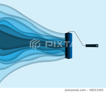 Roller brush with strips blue paint Roller brush with strips blue paint 48031895