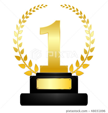 Golden award on pedestal, winner icon Golden award on pedestal, winner icon 48031896