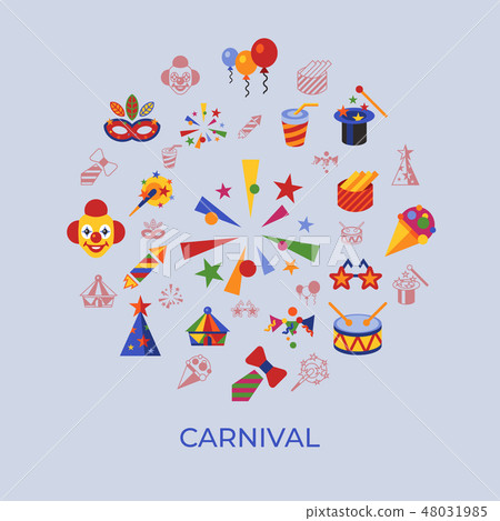 Digital vector carnival and circus simple icons Digital vector carnival and circus simple icons 48031985
