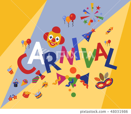 Digital vector carnival and circus simple icons Digital vector carnival and circus simple icons 48031986