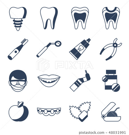 Digital vector dentistry simple icons Digital vector dentistry simple icons 48031991