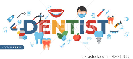 Digital vector dentistry simple icons 48031992
