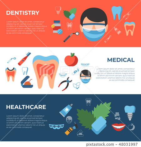 Digital vector dentistry simple icons 48031997