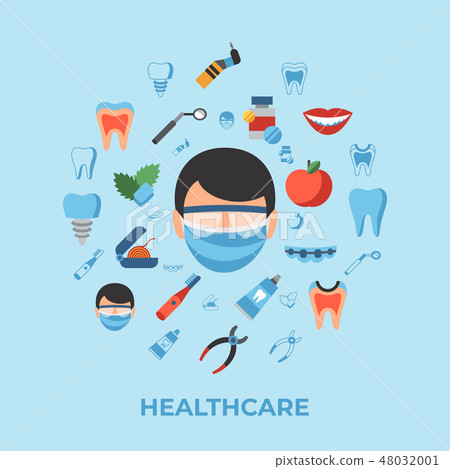 Digital vector dentistry simple icons Digital vector dentistry simple icons 48032001