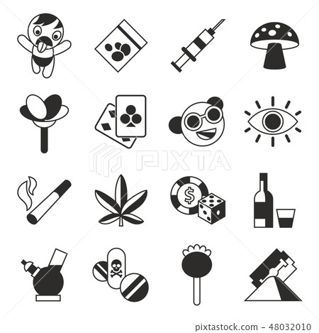 Digital vector freaks and drugs simple icons Digital vector freaks and drugs simple icons 48032010
