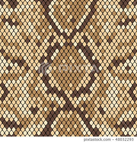 Snakeskin seamless pattern. Realistic texture of snake or another reptile skin. Beige and brown Snakeskin seamless pattern. Realistic texture of snake or another reptile skin. Beige and brown 48032293