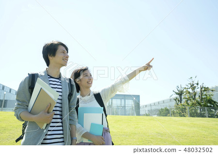 College student campus life looking up at the sky 48032502