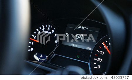close up of speedometer in modern car 48035737
