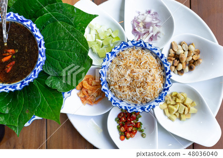 top view Miang Khum ingredient Appetizer top view Miang Khum ingredient Appetizer 48036040