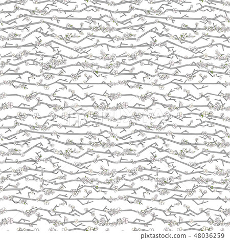 Sakura hand drawn seamless pattern in modern style. Abstract cherry tree with flowers illustration Sakura hand drawn seamless pattern in modern style. Abstract cherry tree with flowers illustration 48036259