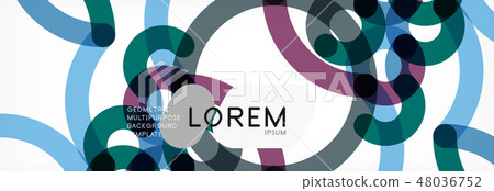 Curly wave lines abstract background design, transparent color lines on gray 48036752