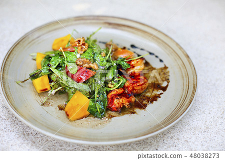 Delicious Seafood salad with vegetables 48038273