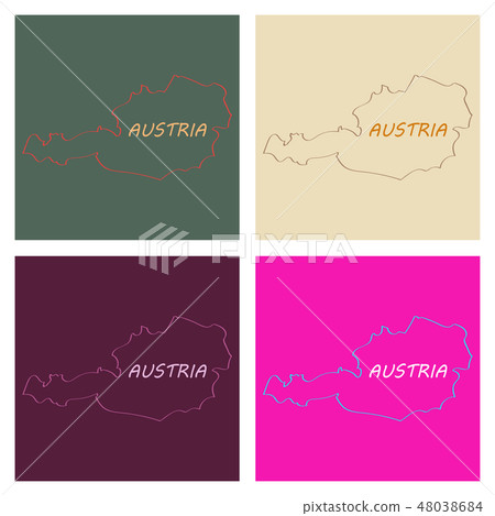 Vector map of Austria | Monochrome contour map with city names Vector map of Austria | Monochrome contour map with city names 48038684