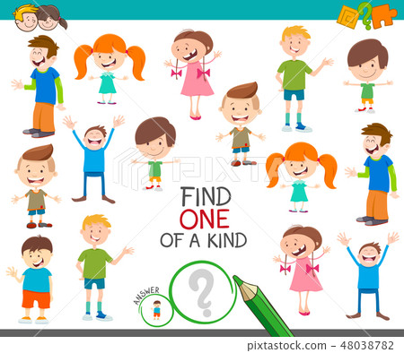 one of a kind game with funny cartoon children 48038782