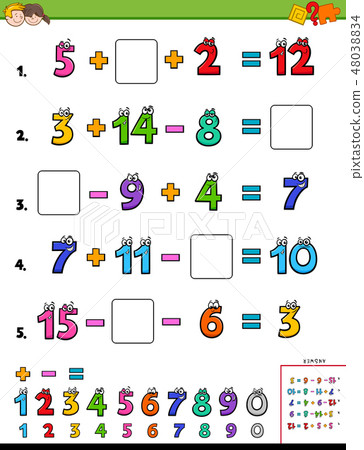 maths calculation educational page for children 48038834