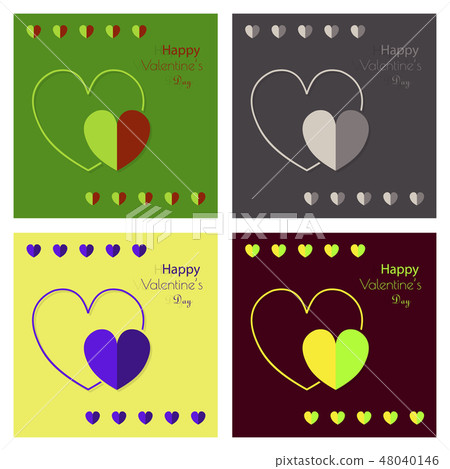 Set of Happy Valentines day greeting card,... - Stock Illustration ...