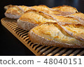 長方形手工製作的法式麵包 48040151