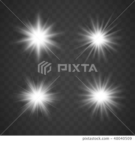 Set of Glowing Light Stars  48040509