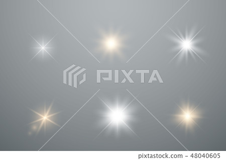 Set of Glowing Light Stars Set of Glowing Light Stars 48040605