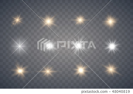 Set of Glowing Light Stars  48040819