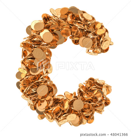 Alphabet letter C, from golden dollar coins Alphabet letter C, from golden dollar coins 48041366
