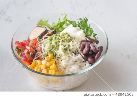 Burrito bowl on the table Burrito bowl on the table 48041502