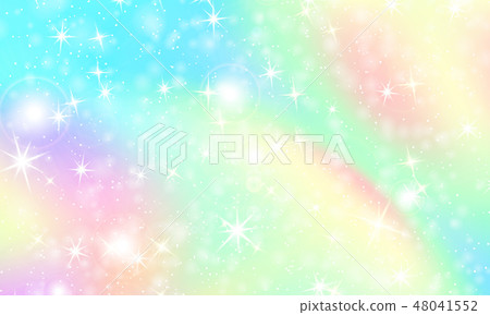 Unicorn rainbow background. Holographic sky 48041552
