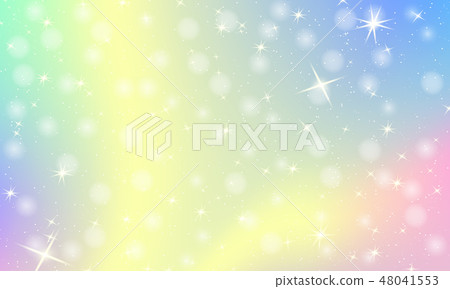 Unicorn rainbow background. Holographic sky 48041553