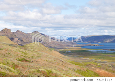Seltun area aerial landscape, Iceland panorama. 48041747