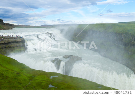 Gullfoss falls in summer season view, Iceland Gullfoss falls in summer season view, Iceland 48041781