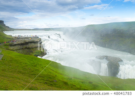 Gullfoss falls in summer season view, Iceland 48041783
