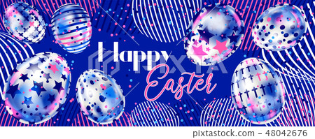 Happy Easter banner in pop-art style 48042676
