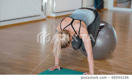 Sporty woman doing fitness training at a gym 48044286