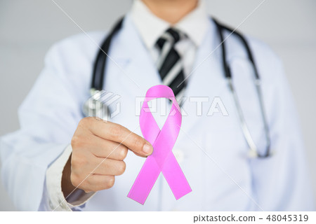 Doctor Holds pink Ribbon Doctor Holds pink Ribbon 48045319