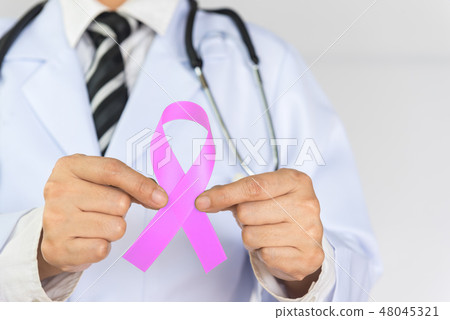 Doctor Holds pink Ribbon 48045321