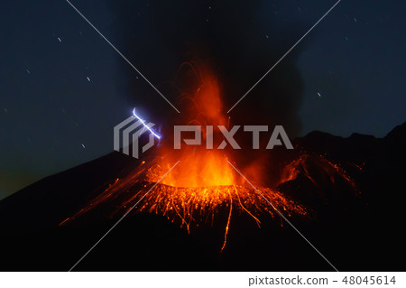 Sakurajima eruption volcano thunder 48045614