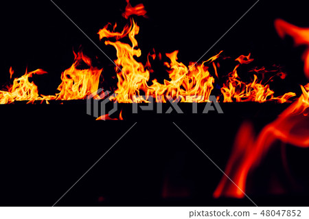 Fire flames on a black background Fire flames on a black background 48047852