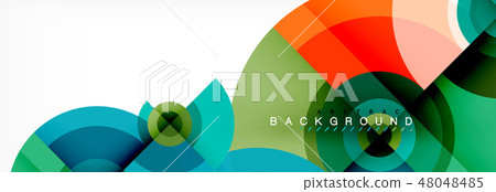 Minimal geometric circles and triangles abstract background, techno modern design, poster template 48048485